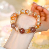 Natural Crystal Yellow Tower Crystal Strawberry Crystal Bracelet - Wealth & Luck